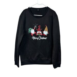 SHEIN Black Crewneck Christmas Gnome Sweatshirt XL